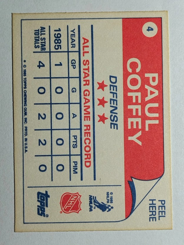 1985-86 Topps Sticker Inserts #4 Paul Coffey