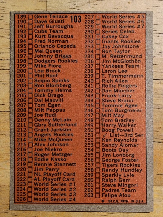 1972 Topps #103 Checklist 133-263 (EXMT)
