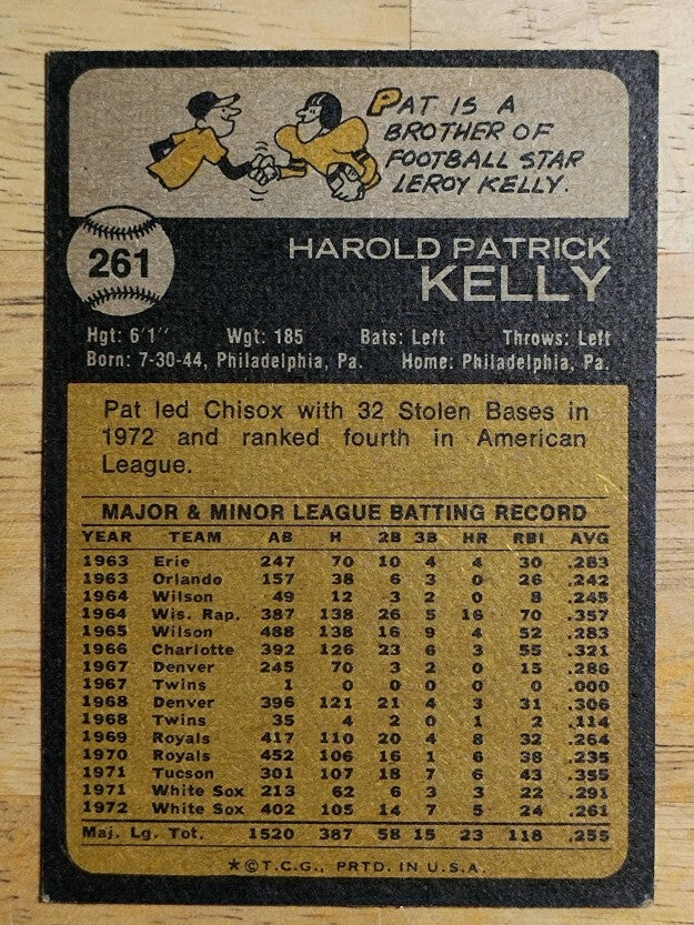 1973 Topps #261 Pat Kelly (VGEX)