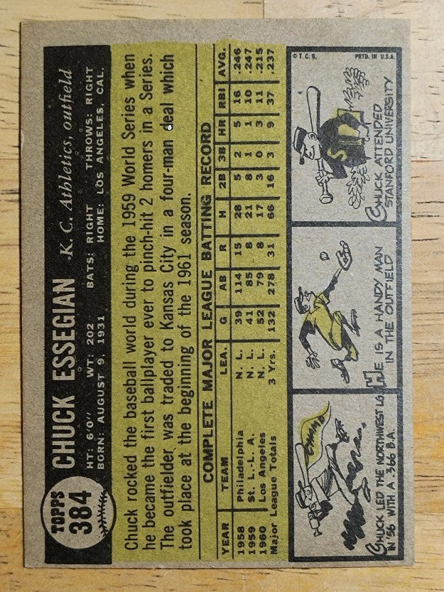 1961 Topps #384 Chuck Essegian (EXMT)
