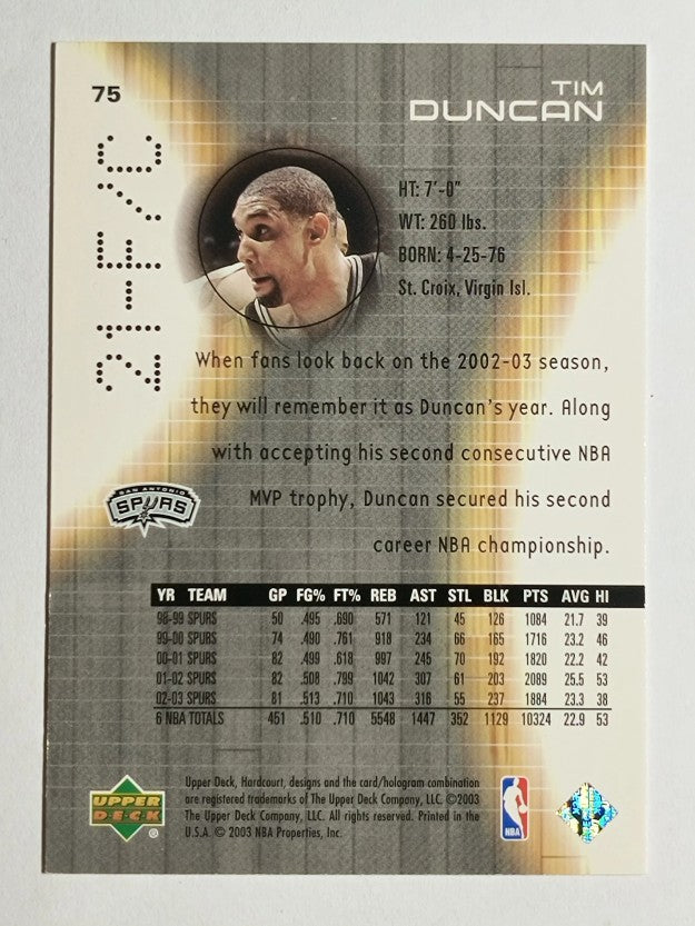 2003-04 Upper Deck Hardcourt #75 Tim Duncan