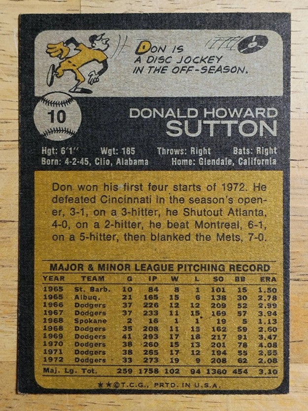 1973 Topps #10 Don Sutton (NM)