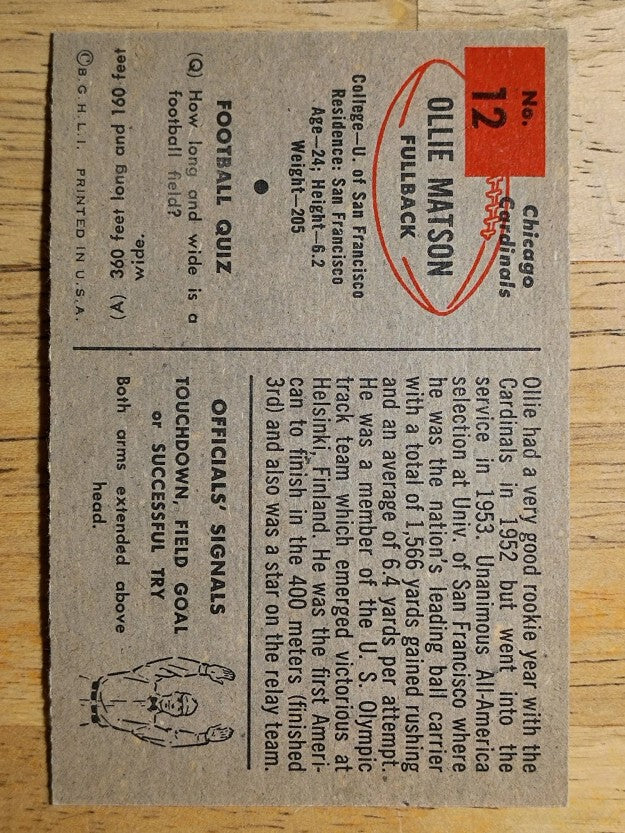 1954 Bowman #12 Ollie Matson (NMMT)
