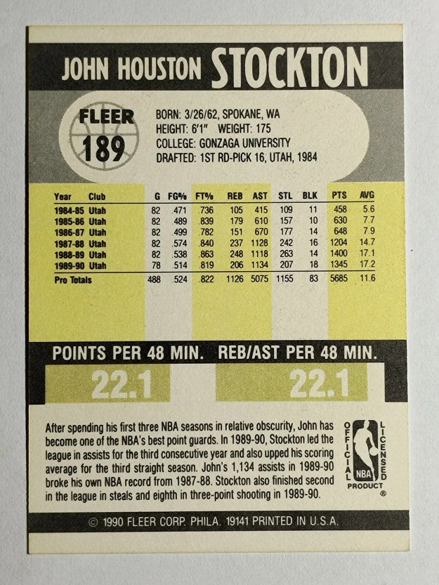 1990-91 Fleer #189 John Stockton