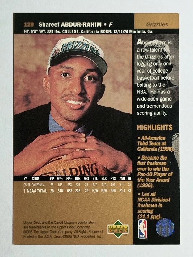 1996-97 Upper Deck #129 Shareef Abdur-Rahim RC