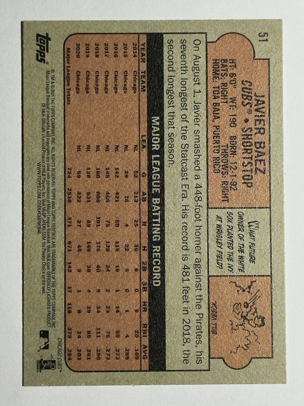 2021 Topps Heritage #51 Javier Baez