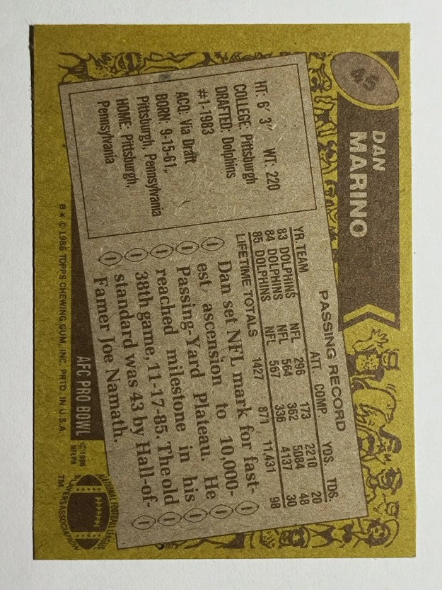 1986 Topps #45 Dan Marino AP