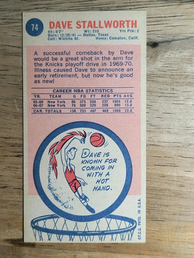 1969-70 Topps #74 Dave Stallworth RC (NM)