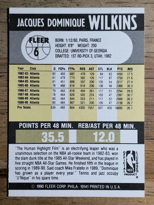 1990-91 Fleer #6 Dominique Wilkins