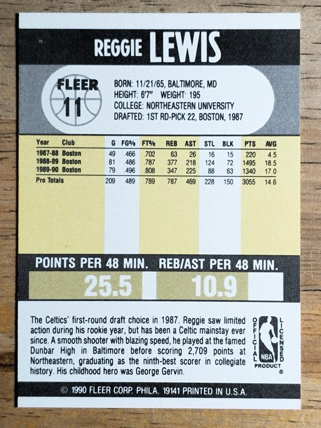 1990-91 Fleer #11 Reggie Lewis