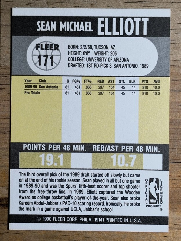 1990-91 Fleer #171 Sean Elliott RC