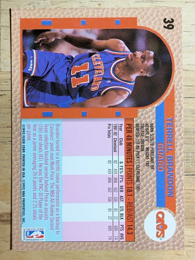 1992-93 Fleer #39 Terrell Brandon