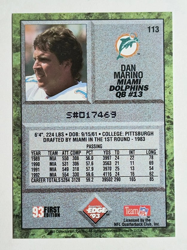 1993 Collector's Edge #113 Dan Marino