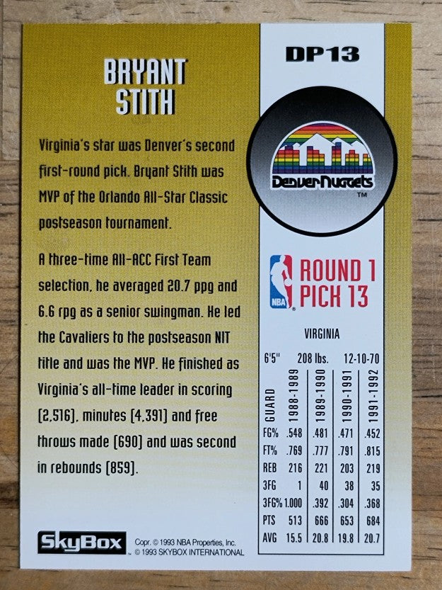 1992-93 SkyBox Draft Picks #DP13 Bryant Stith