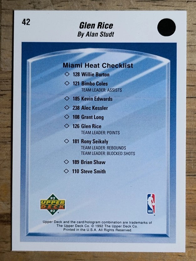 1992-93 Upper Deck #42 Glen Rice TC