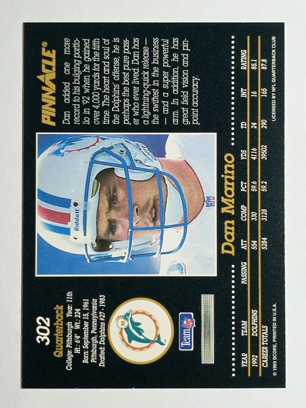 1993 Pinnacle #302 Dan Marino