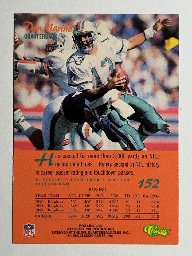 1993 Pro Line Live #152 Dan Marino
