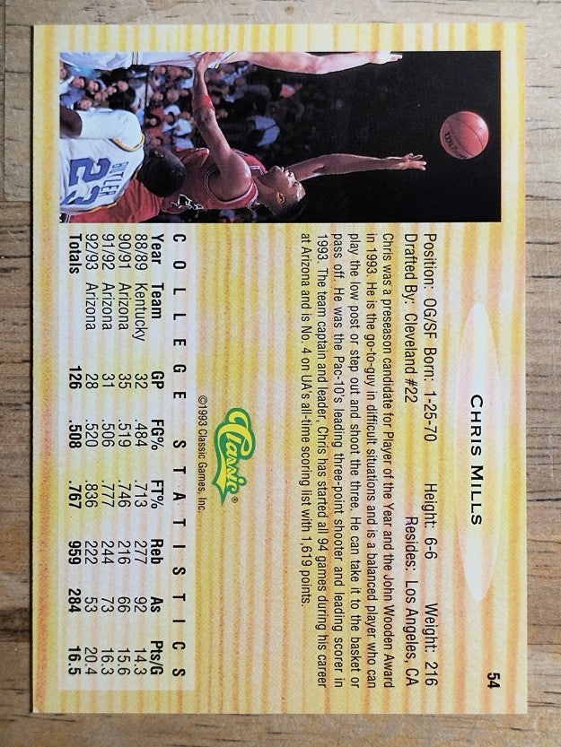 1993 Classic #54 Chris Mills