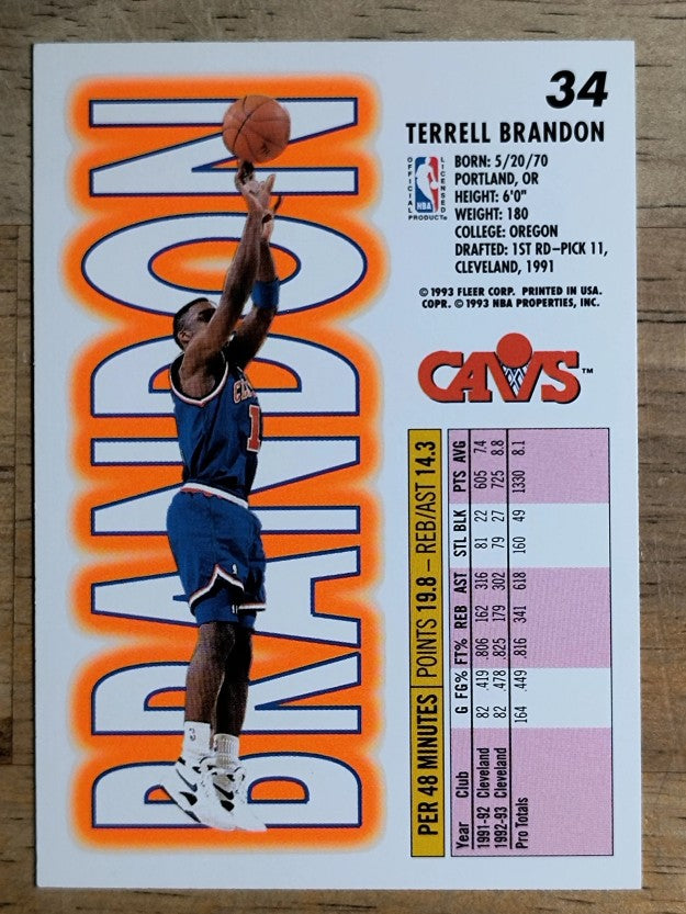 1993-94 Fleer #34 Terrell Brandon