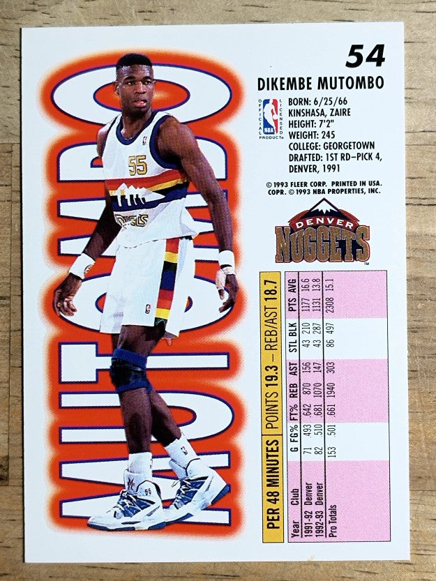 1993-94 Fleer #54 Dikembe Mutombo