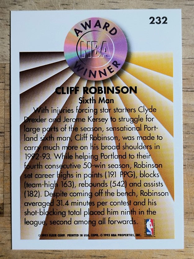 1993-94 Fleer #232 Clifford Robinson AW