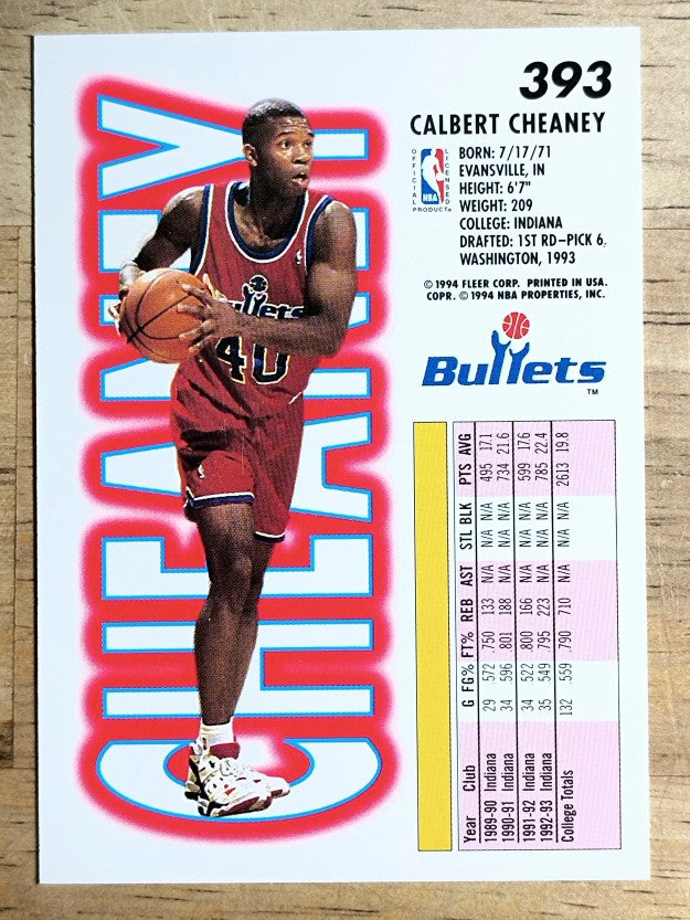 1993-94 Fleer #393 Calbert Cheaney RC