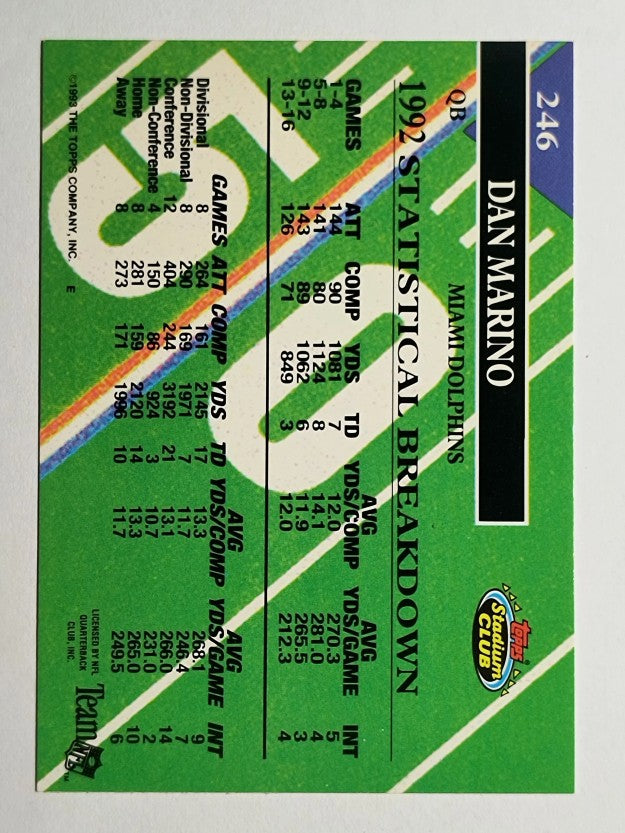 1993 Stadium Club #246 Dan Marino MC