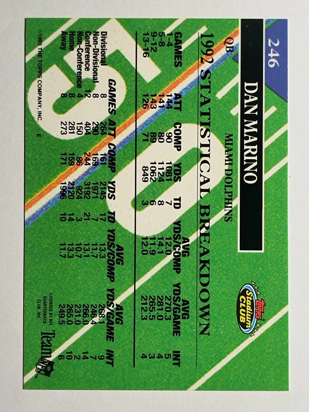 1993 Stadium Club #246 Dan Marino MC