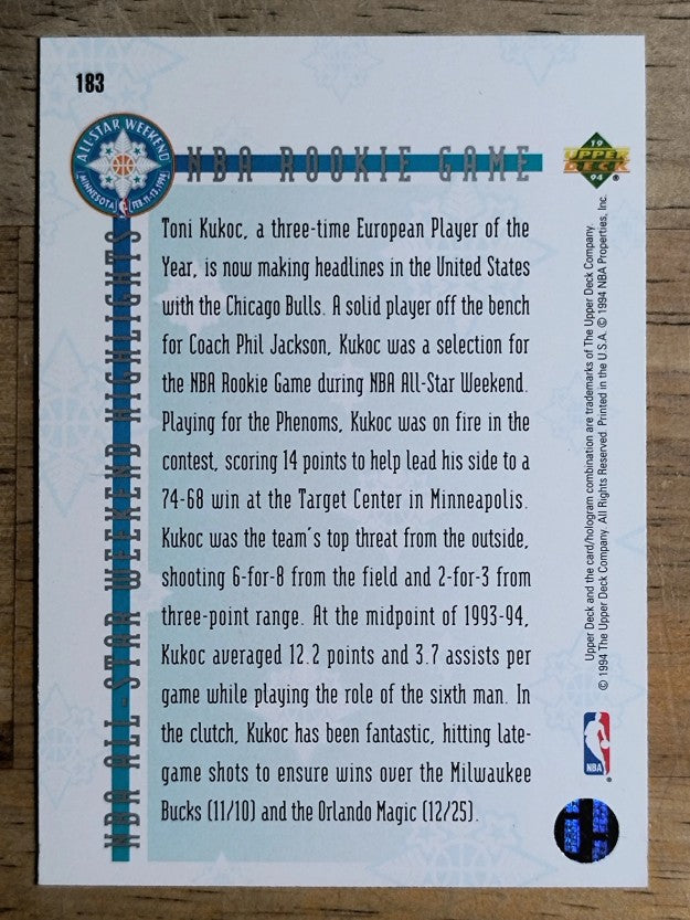 1993-94 Upper Deck SE #183 Toni Kukoc ASW
