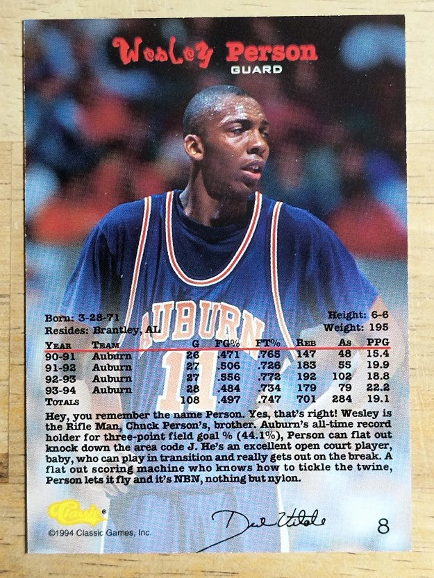 1994 Classic #8 Wesley Person