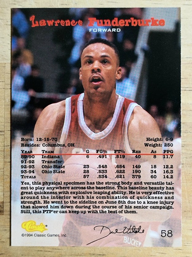 1994 Classic #58 Lawrence Funderburke