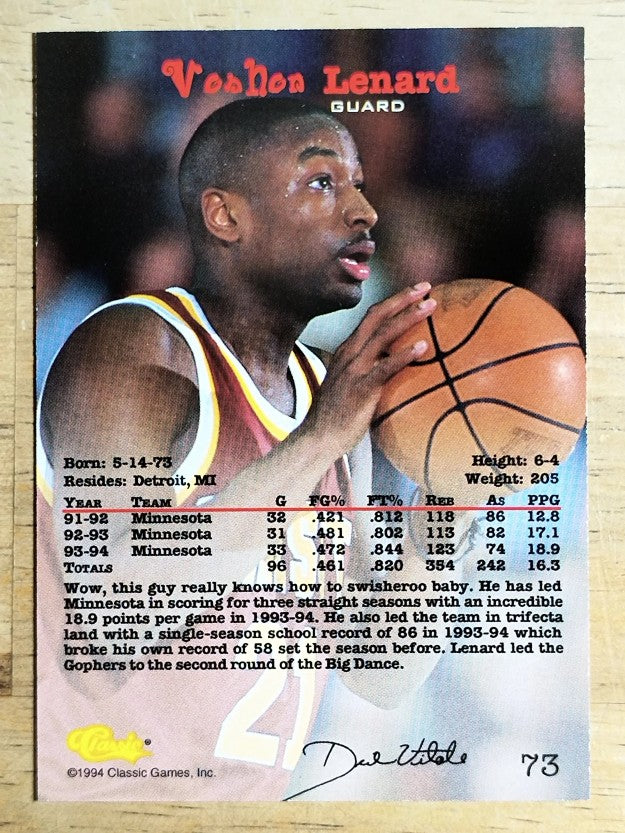 1994 Classic #73 Voshon Lenard
