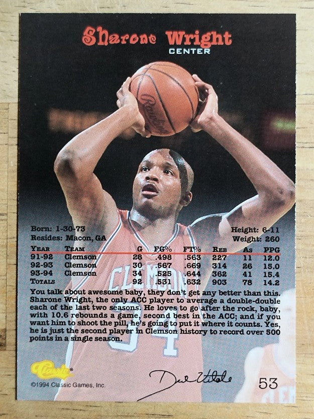 1994 Classic Gold #53 Sharone Wright