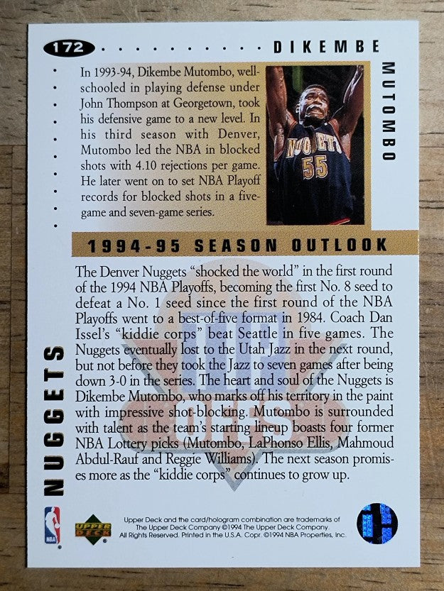 1994-95 Collector's Choice #172 Dikembe Mutombo TO