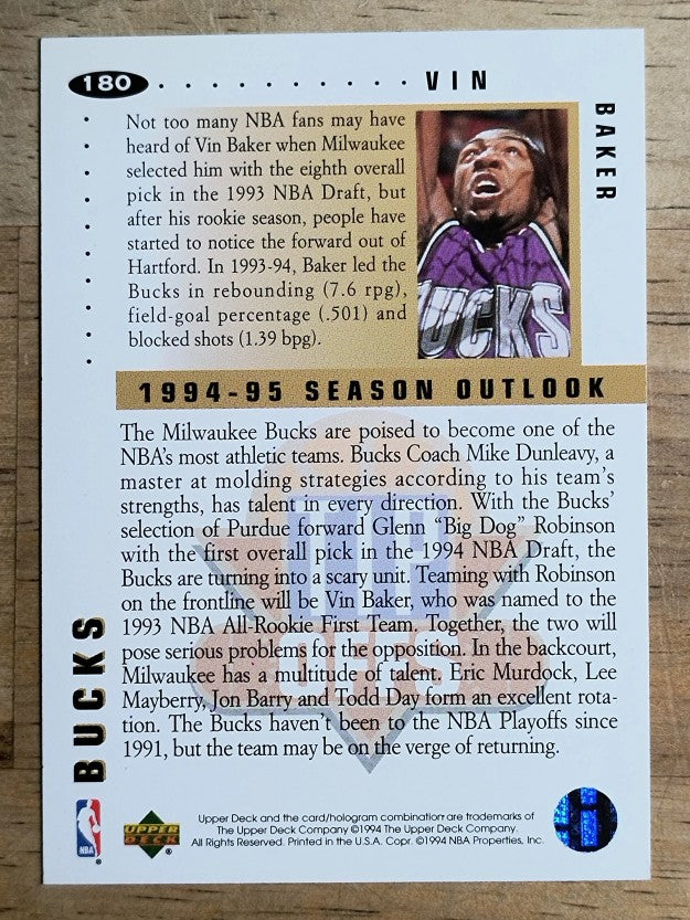 1994-95 Collector's Choice #180 Vin Baker TO