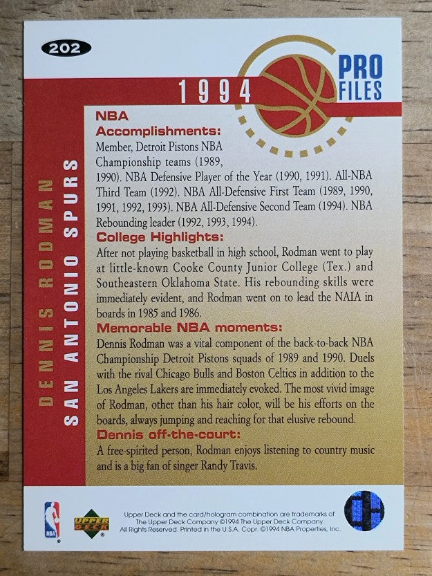 1994-95 Collector's Choice #202 Dennis Rodman PRO
