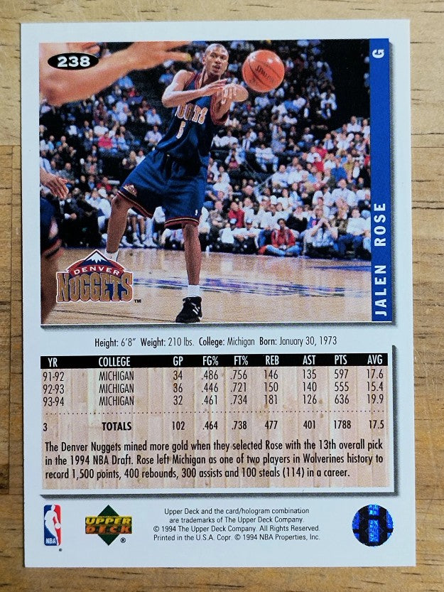 1994-95 Collector's Choice #238 Jalen Rose RC