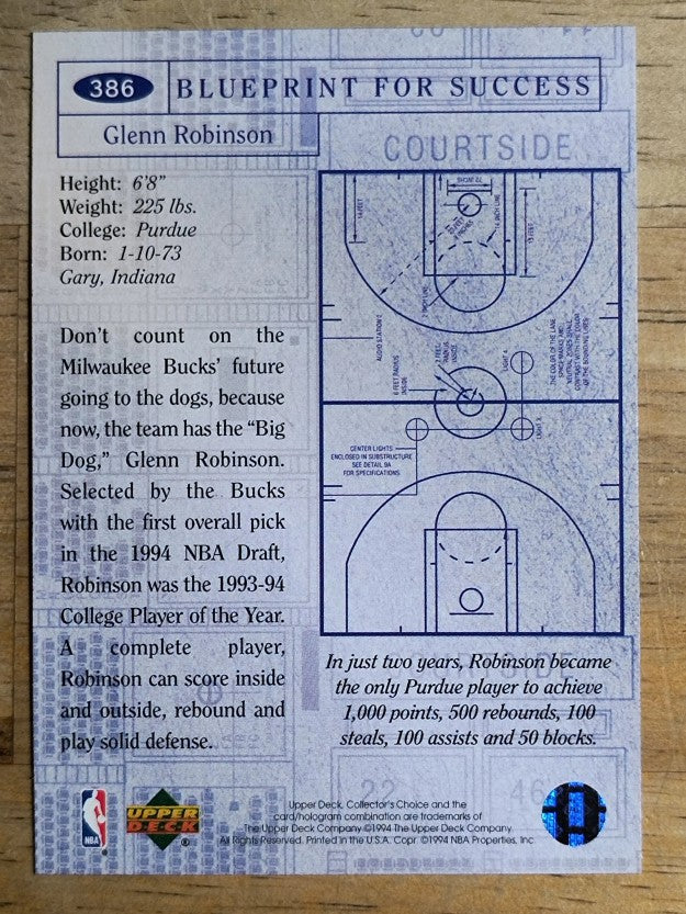 1994-95 Collector's Choice #386 Glenn Robinson BP