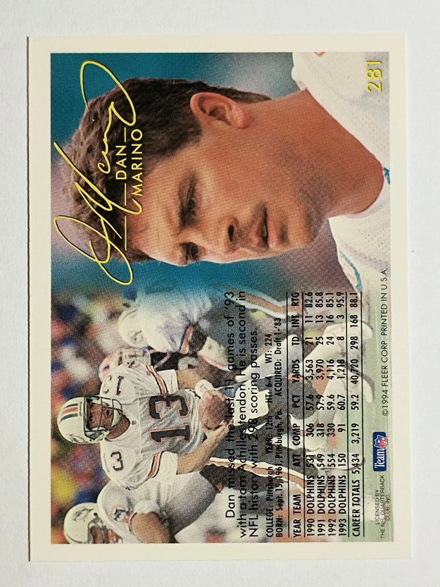 1994 Fleer #281 Dan Marino