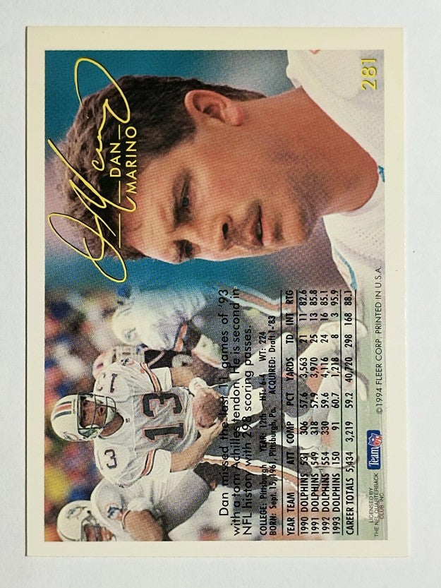 1994 Fleer #281 Dan Marino