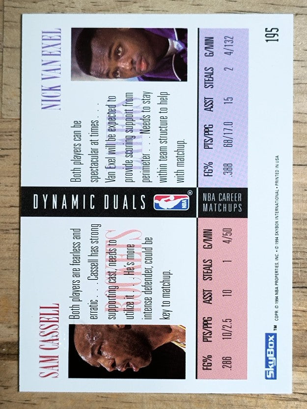 1994-95 SkyBox Premium #195 Sam Cassell DD/Nick Van Exel
