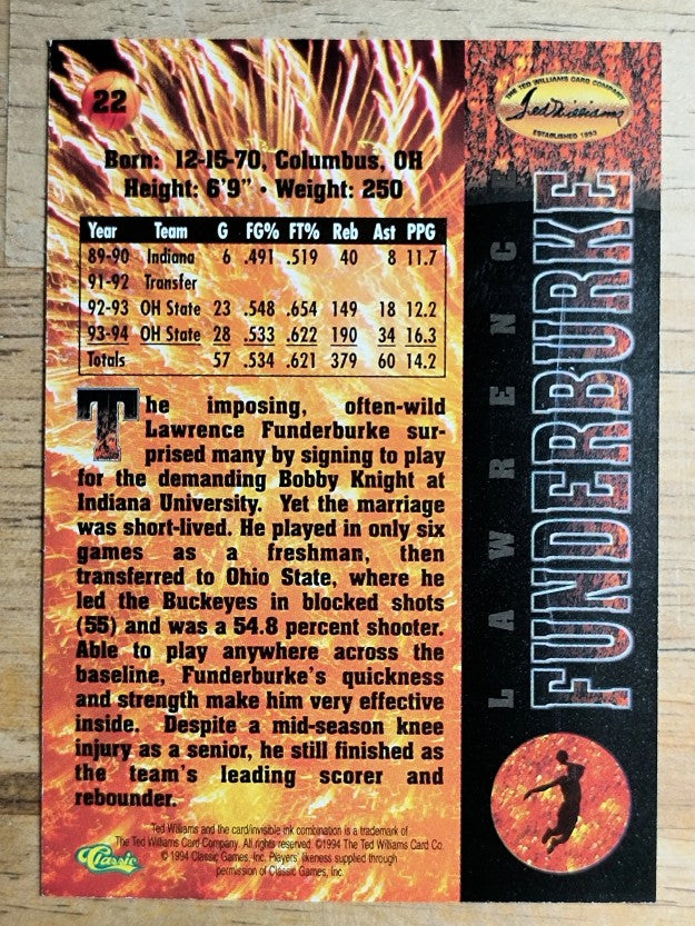 1995 Ted Williams #22 Lawrence Funderburke
