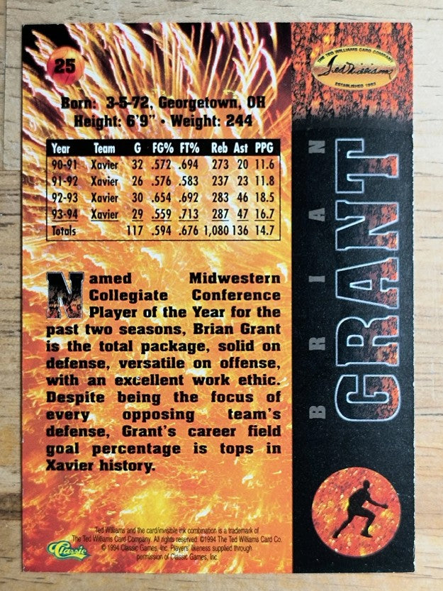 1995 Ted Williams #25 Brian Grant