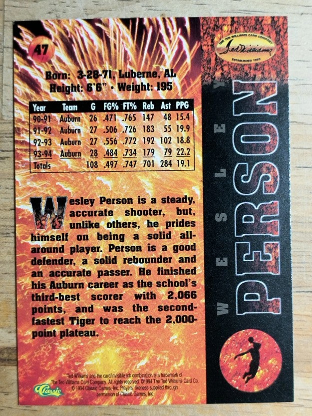 1995 Ted Williams #47 Wesley Person