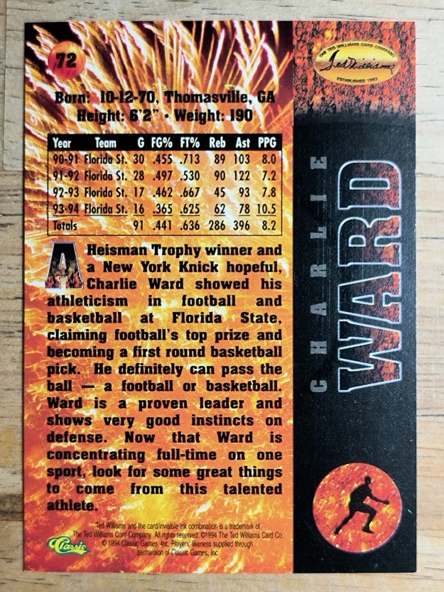1995 Ted Williams #72 Charlie Ward