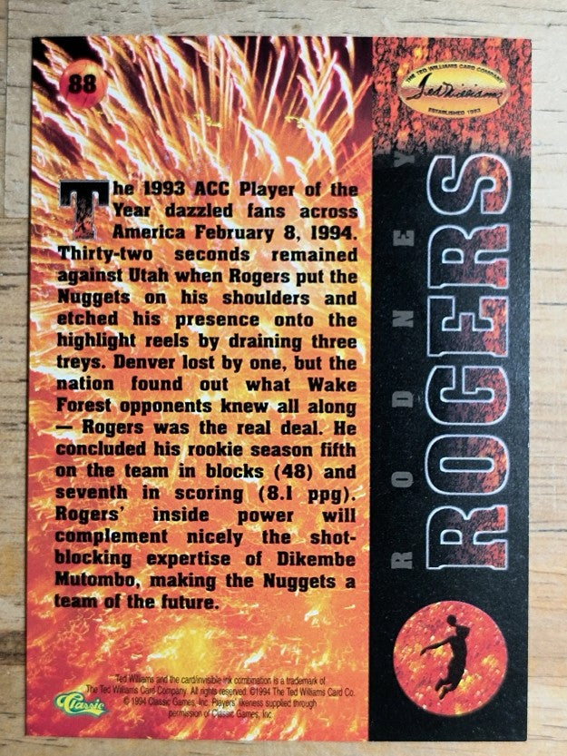 1995 Ted Williams #88 Rodney Rogers FB
