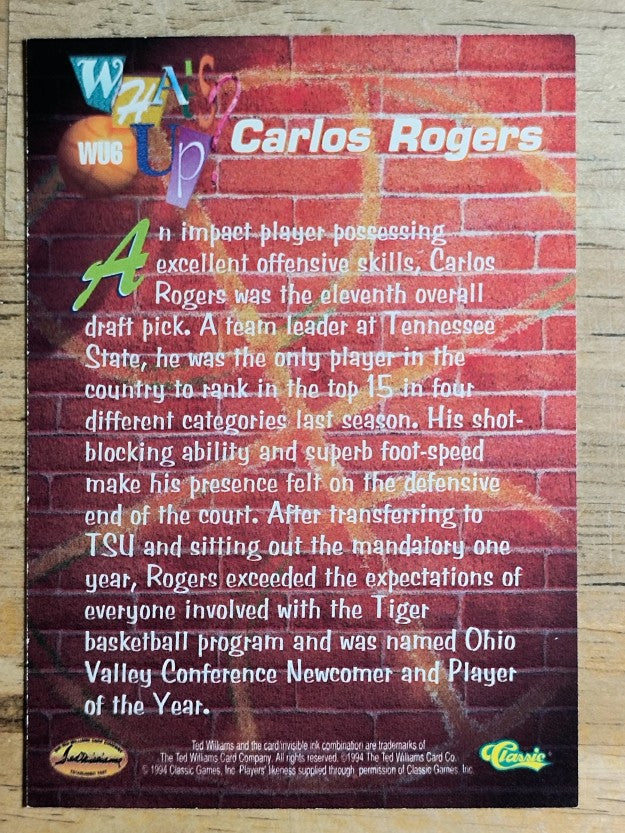 1995 Ted Williams What's Up #WU6 Carlos Rogers