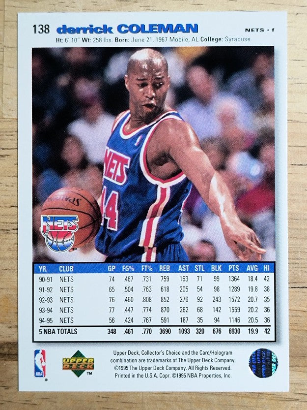 1995-96 Collector's Choice #138 Derrick Coleman