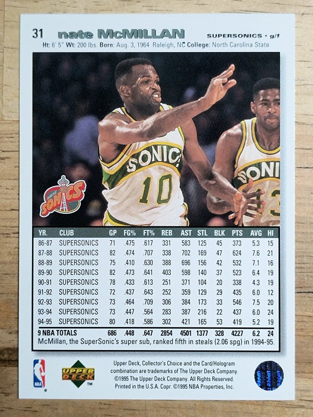 1995-96 Collector's Choice Player's Club #31 Nate McMillan