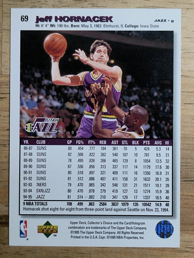 1995-96 Collector's Choice Player's Club #69 Jeff Hornacek